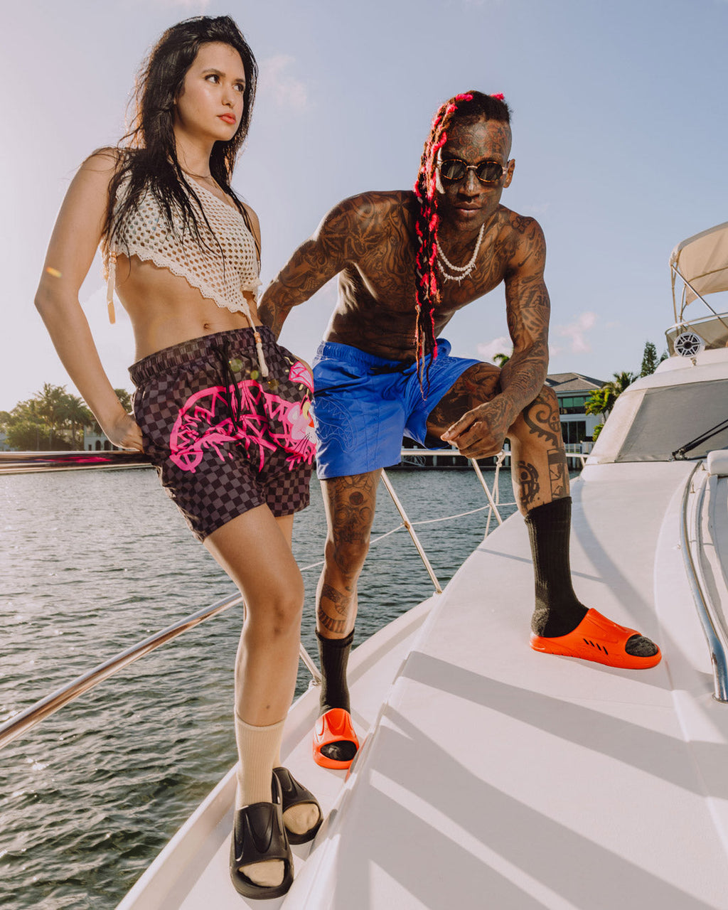 PINK PANTHER DIAMOND SHARK SWIM SHORTS