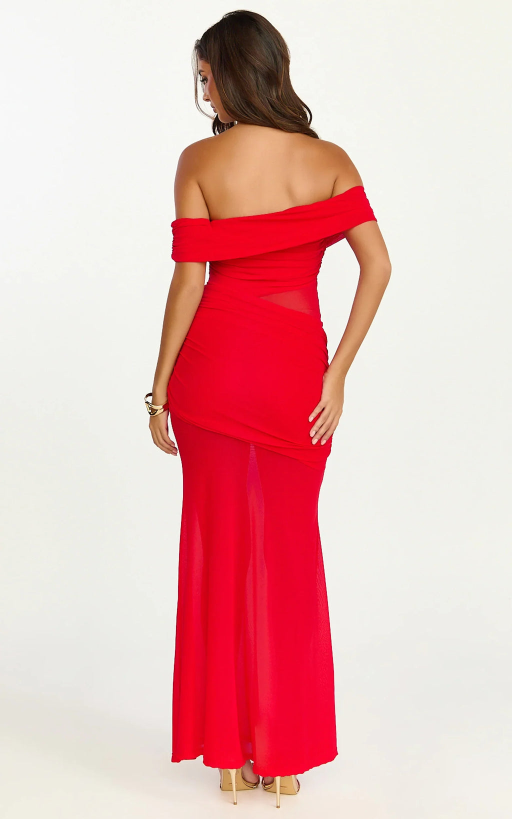 Victoria Maxi Dress - Off Folder Fit and Flare Dress in Red