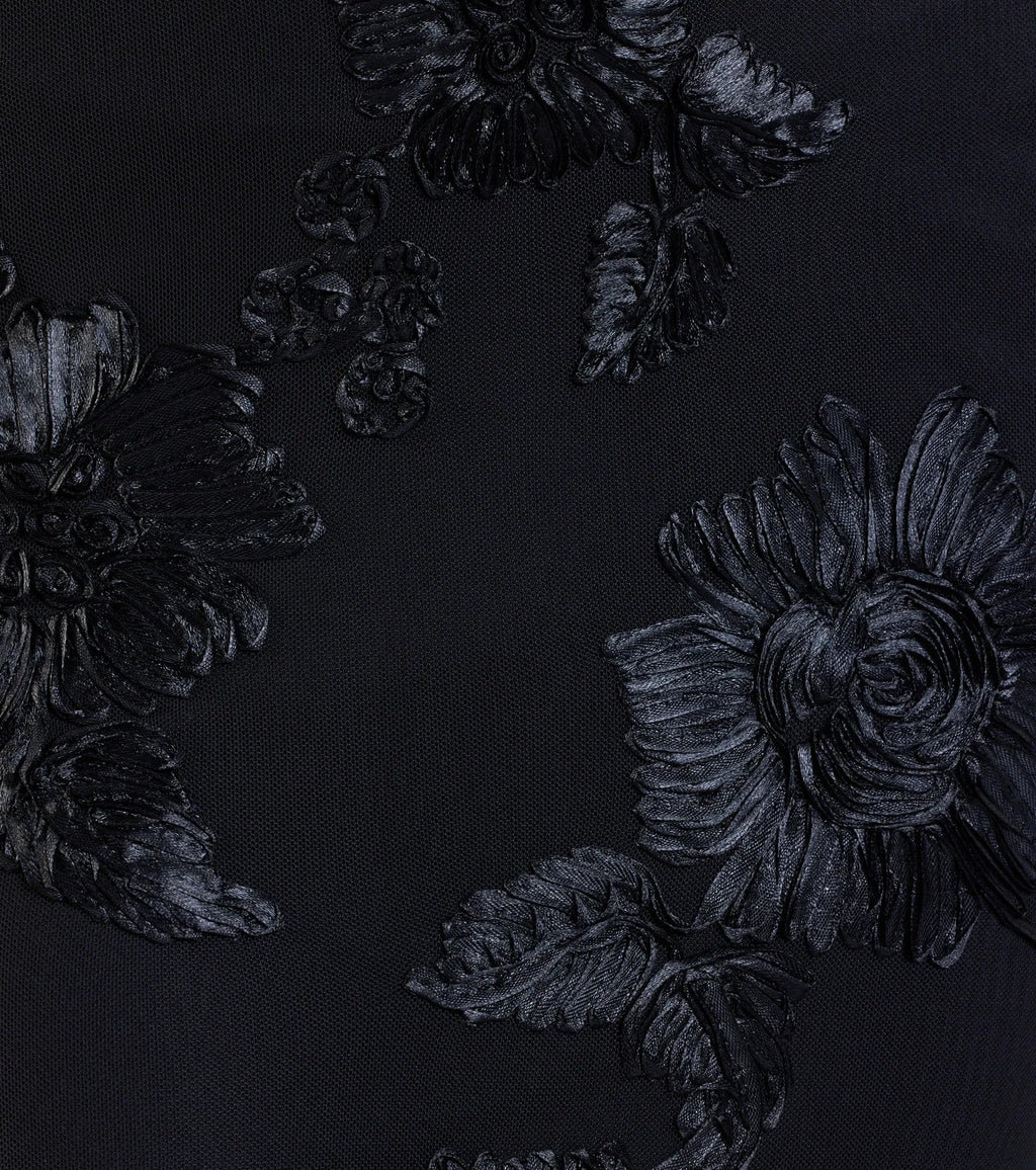 Gabi Lace-Up Floral Trim Mermaid Formal Dress