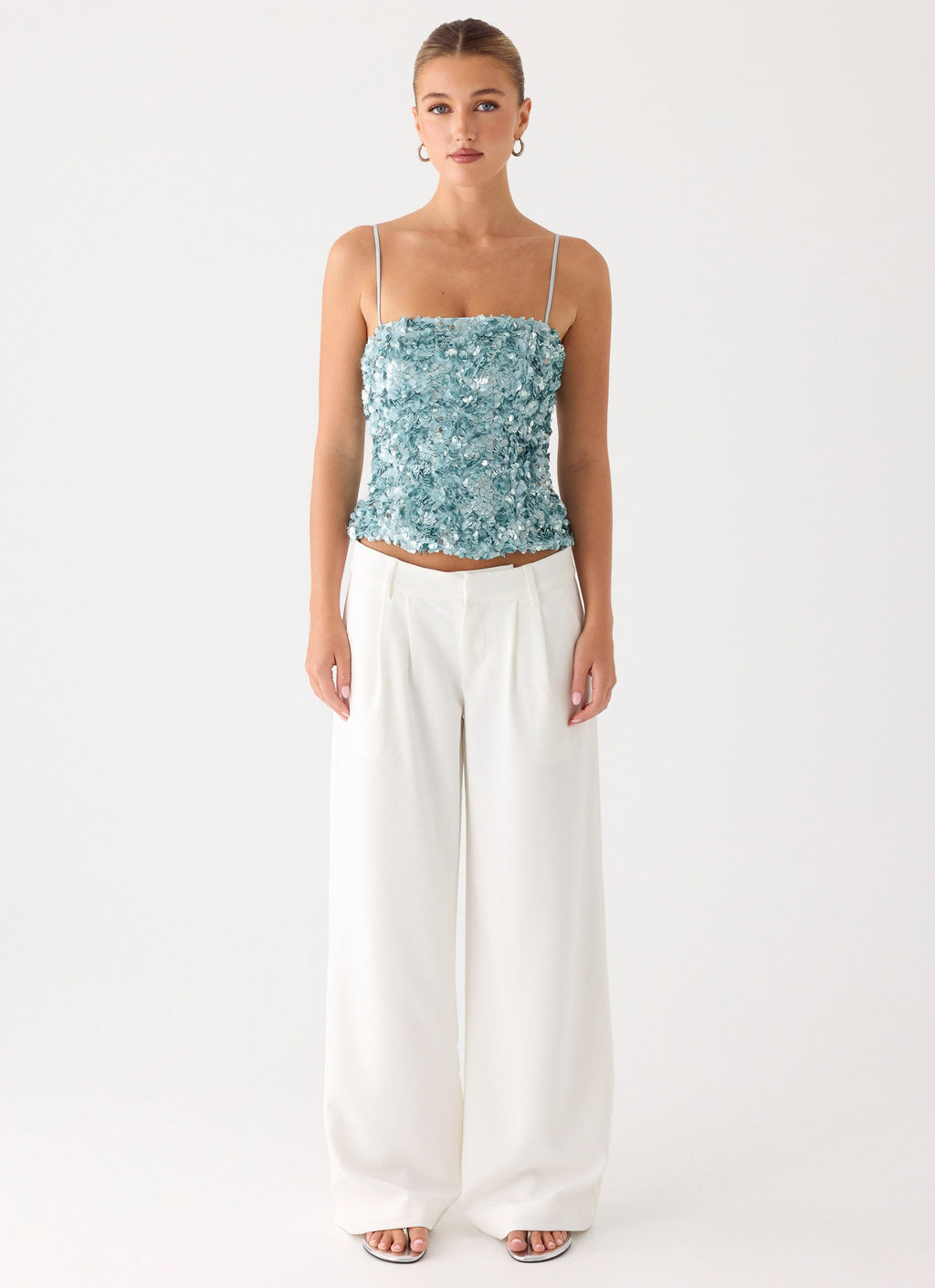Alayna Sequin Top - Aqua