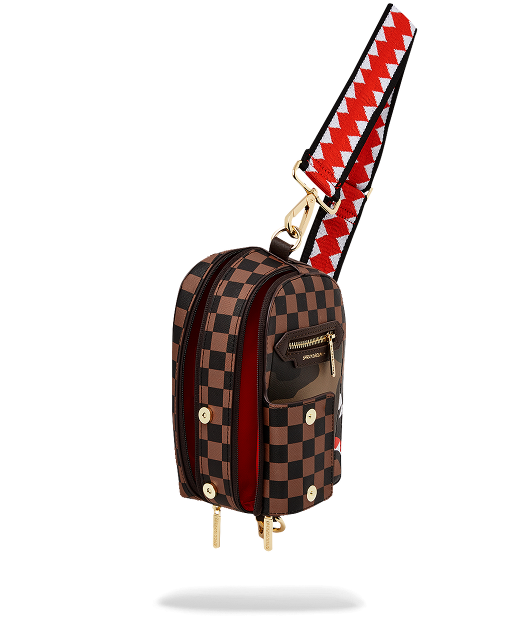 EXTERIOR GOLD ZIP POCKET SHARKS IN PARIS BACKPACK SLING