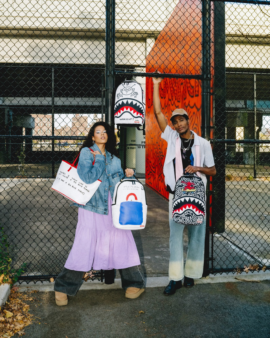 KEITH HARING BIG BLUE PURSE ART BACKPACK