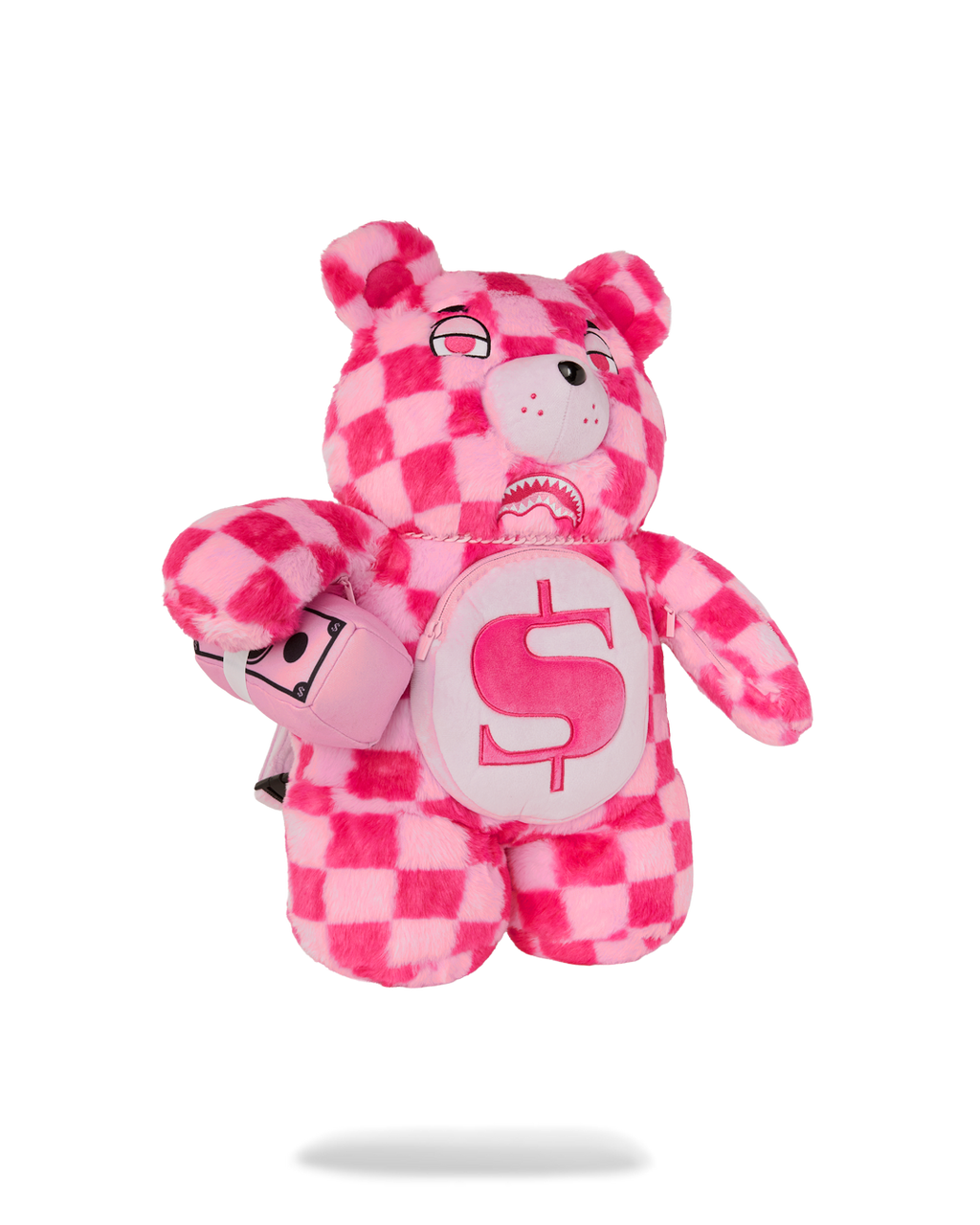 FURZILLA SHARK (PINK CHECK) MONEYBEAR BACKPACK