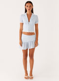 Bennett Mini Skirt - Blue White Stripe