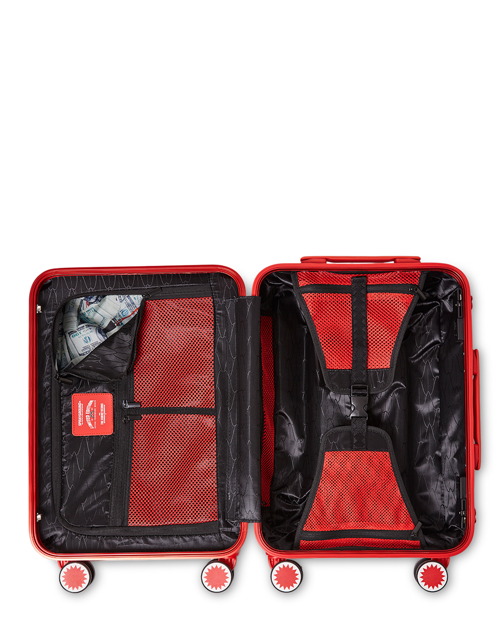 MOLDED SHARKITECTURE RED HARDSHELL CARRY-ON LUGGAGE