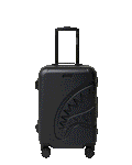 THE JOURNEY BEGINS SHARKITECTURE CARRY-ON LUGGAGE BLACK WITH EXTRA STICKERS