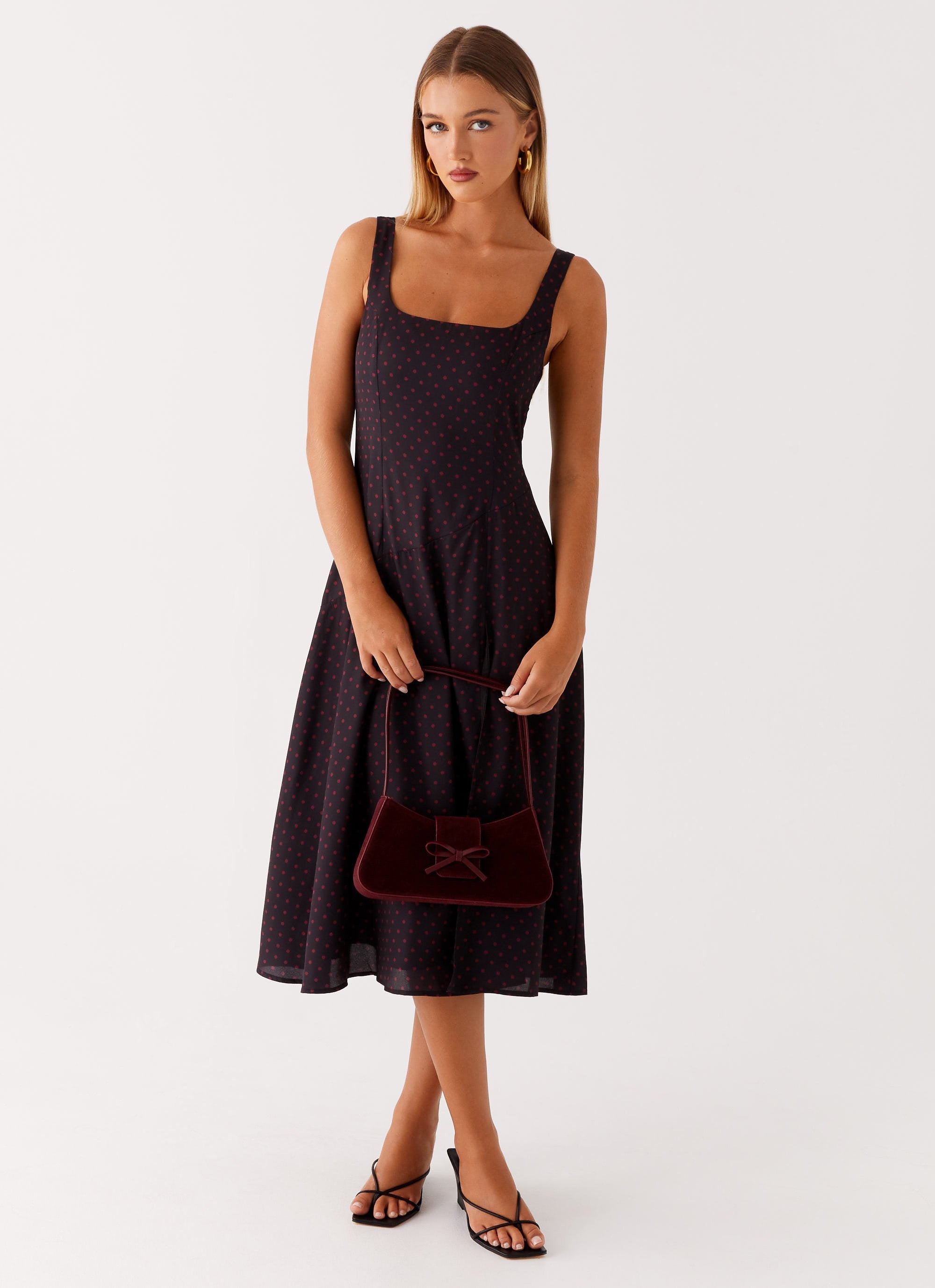Cara Bow Shoulder Bag - Maroon Suede