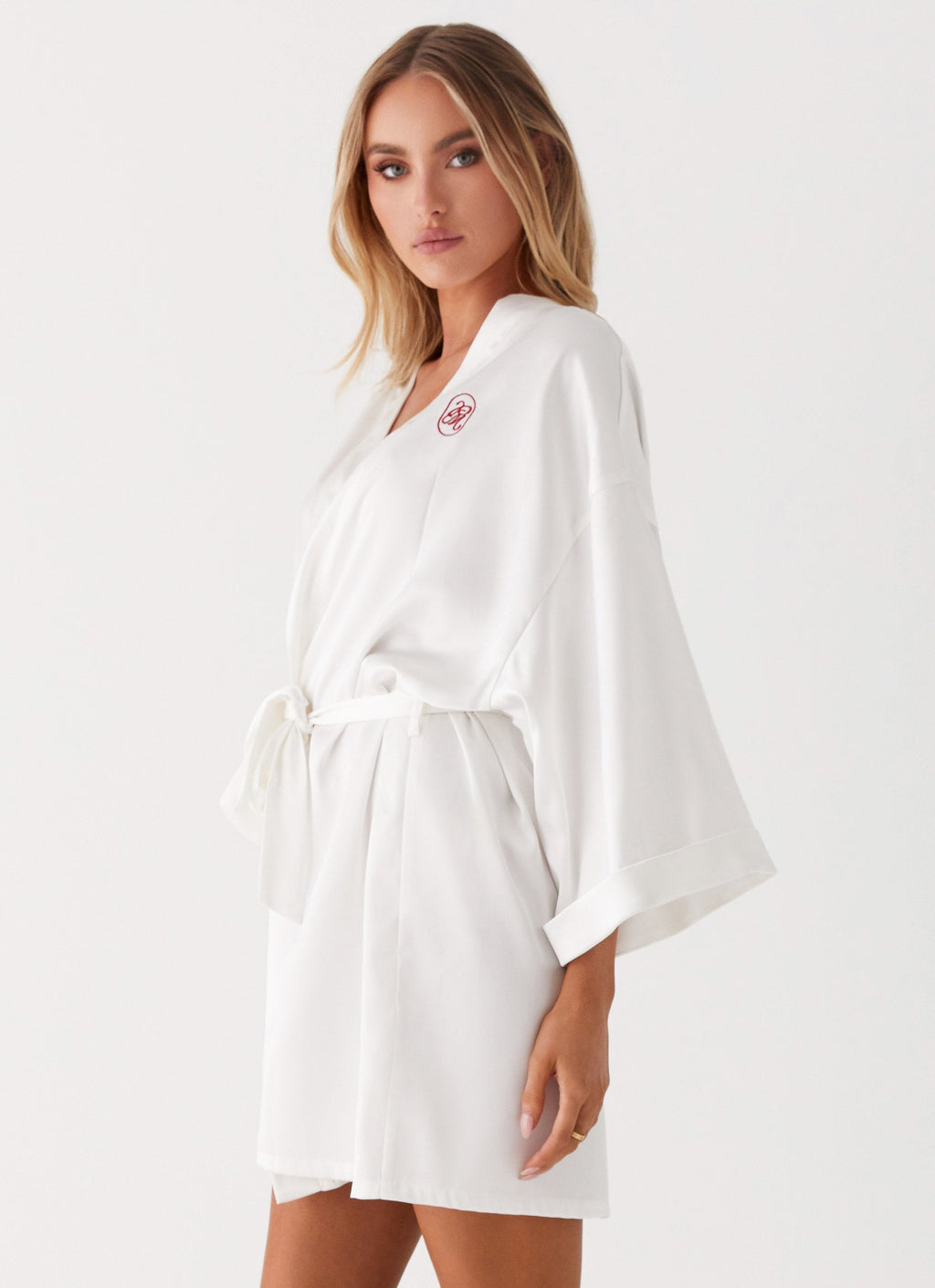 Emmy Satin Robe - White