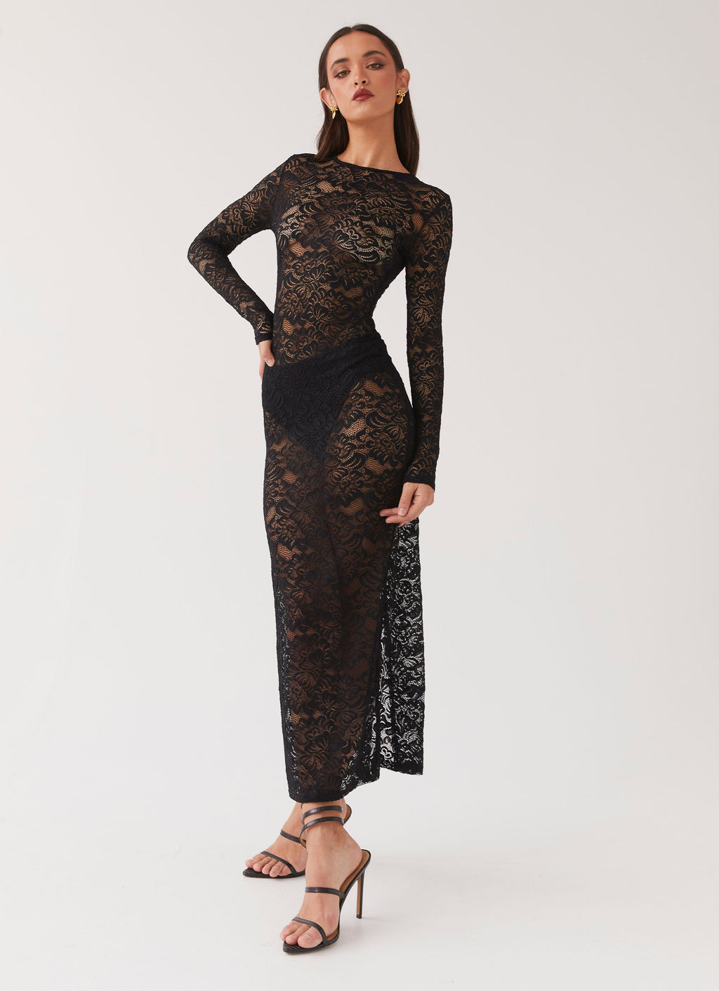 Luella Lace Maxi Dress - Black