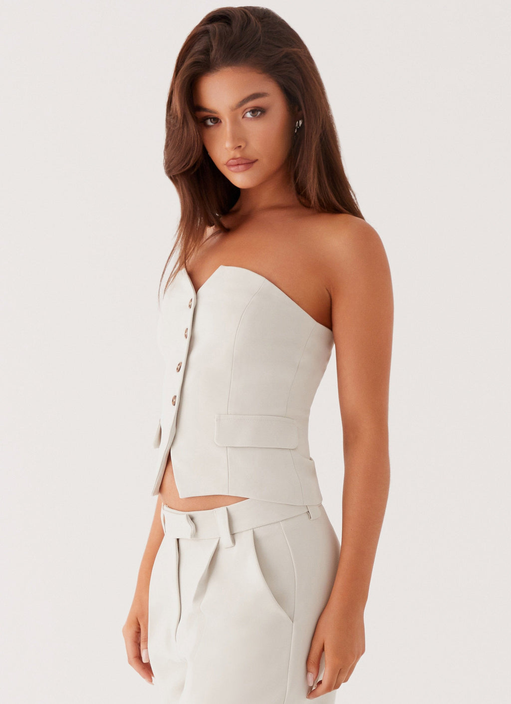 Brianna Strapless Top - Pebble