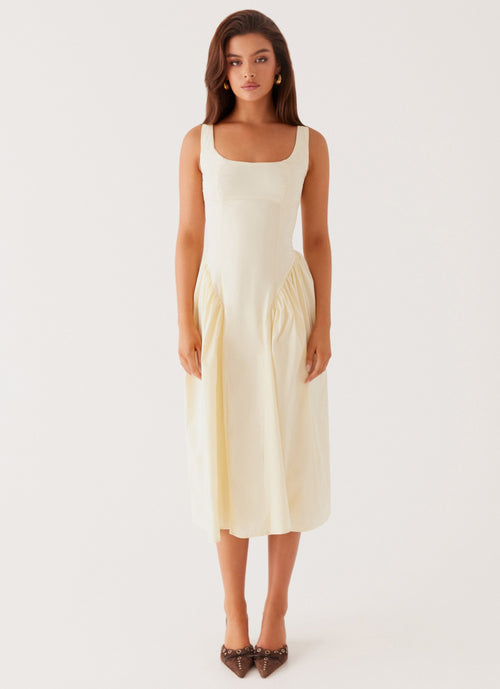 Sassy Soiree Midi Dress - Cream