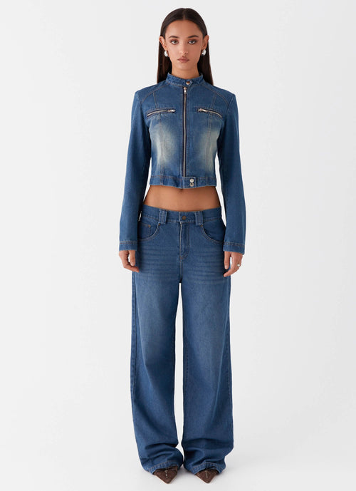 Ride Elegant Baggy Jeans - Vintage Blue Wash