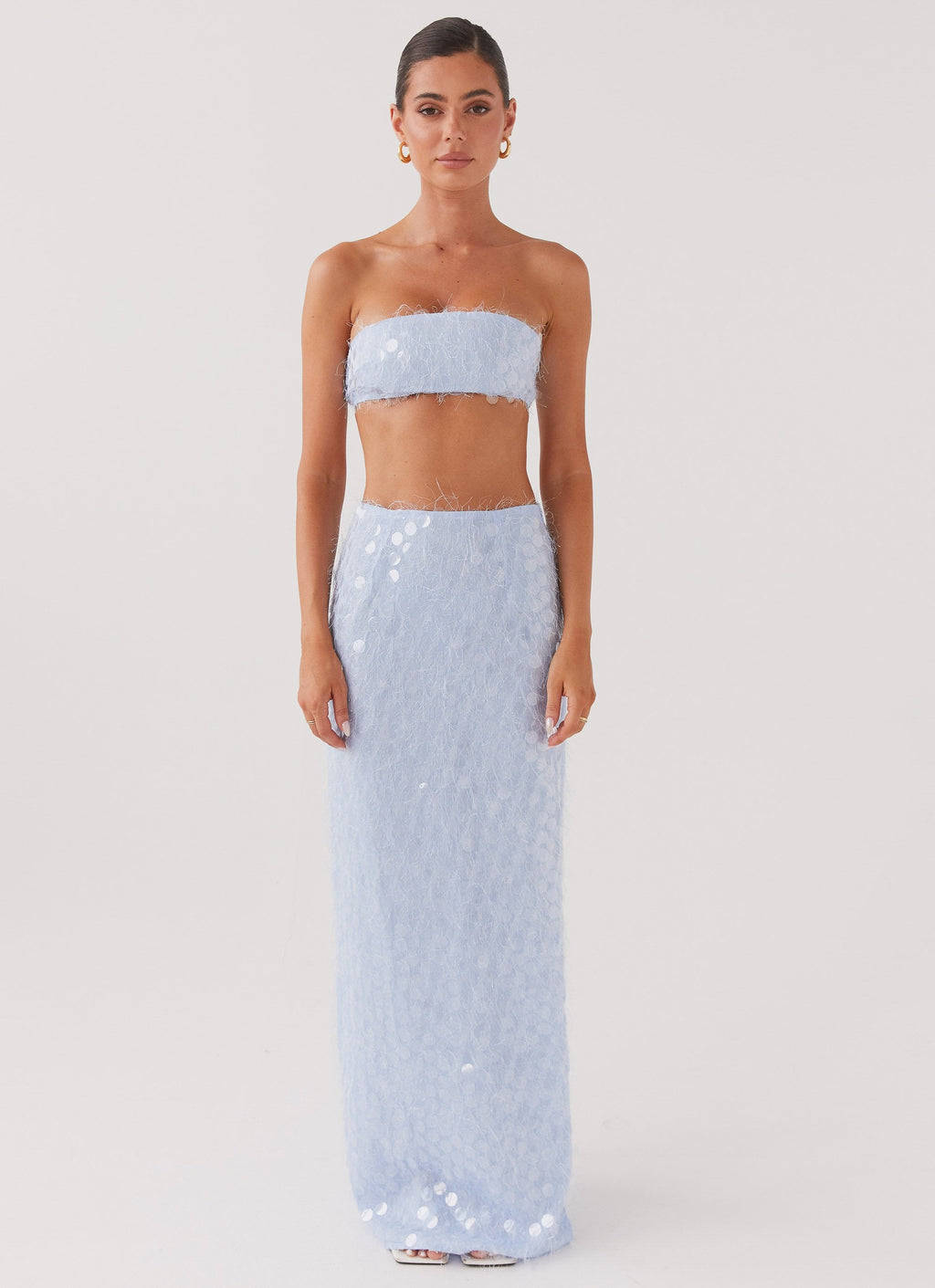 Kyleigh Textured Sequin Maxi Skirt - Lavender Mist