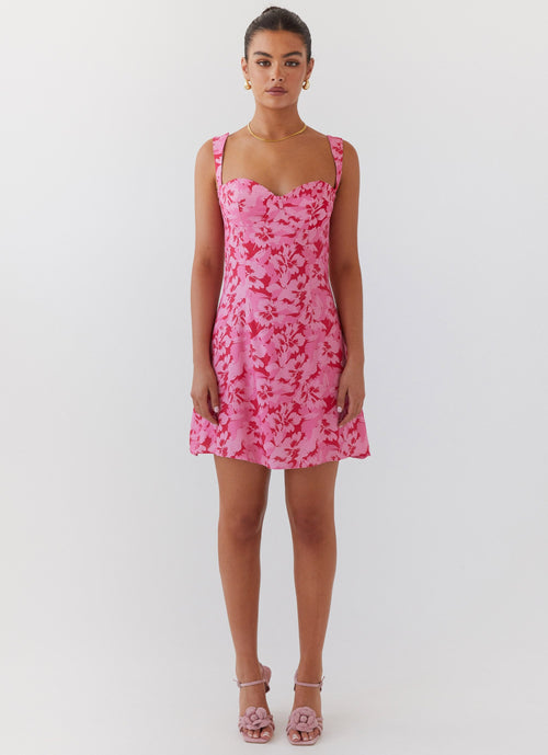 Kiah Bustier Mini Dress - Cherry Blossom