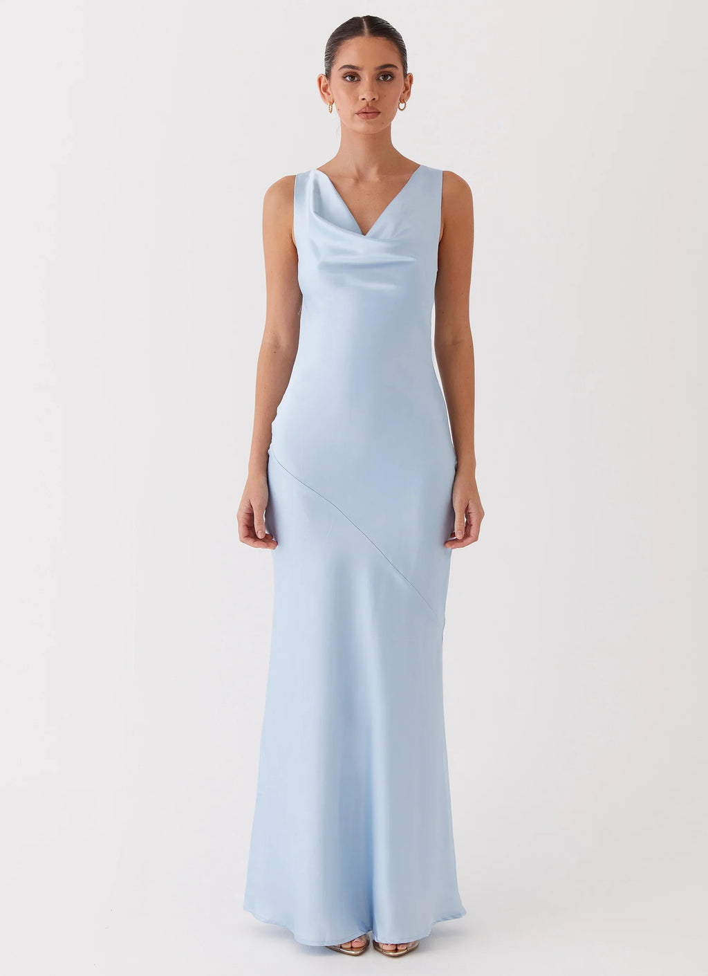 Be Mine Satin Maxi Dress - Blue