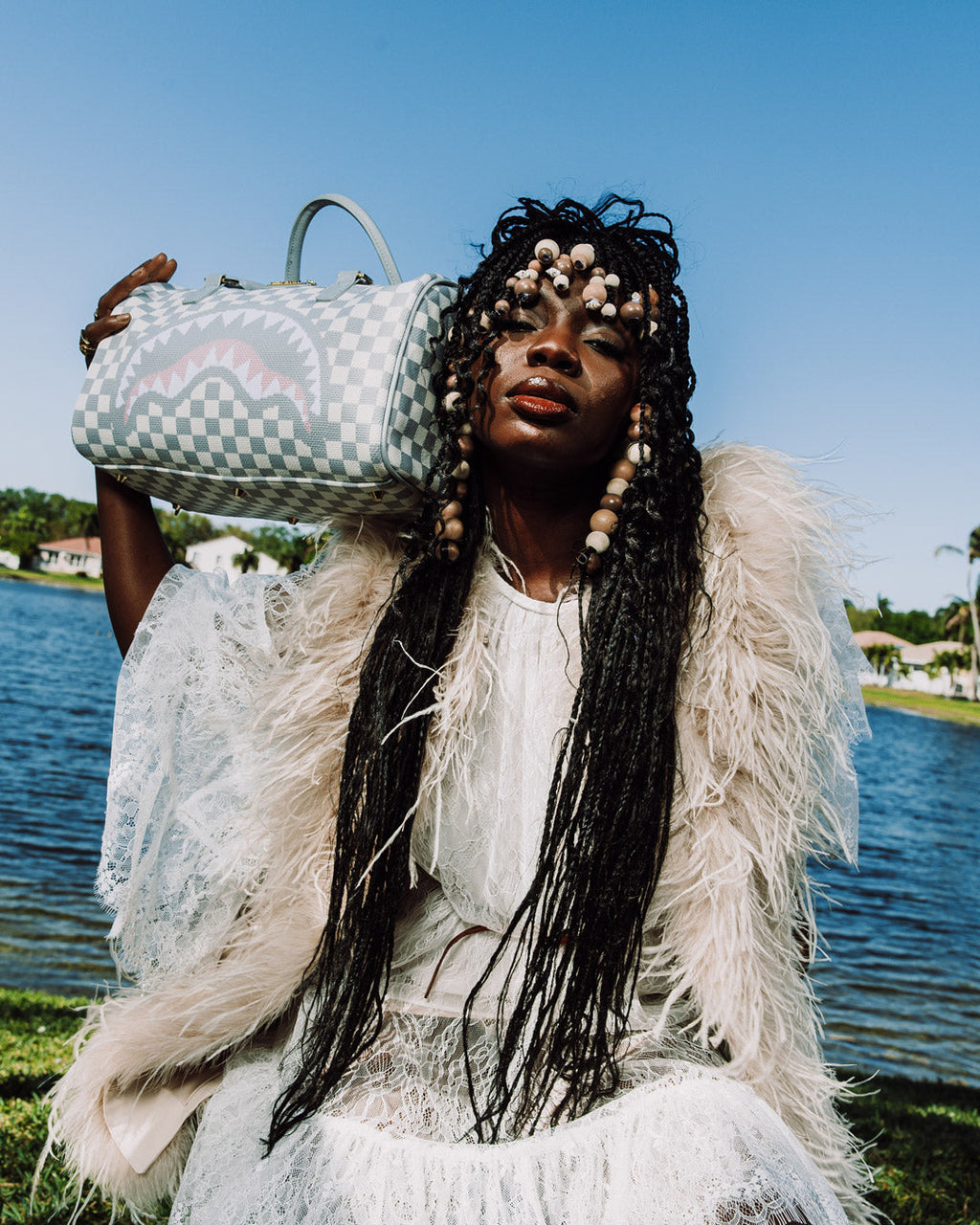 KNIT SHARKS IN PARIS IN CREAM MINI DUFFLE